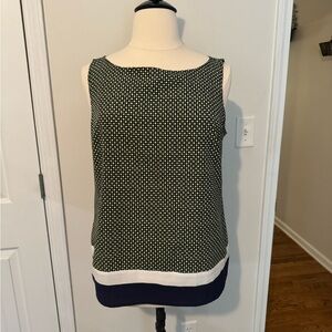 LOFT blouse. Color Navy/white/gold. Size XL- 100% polyester